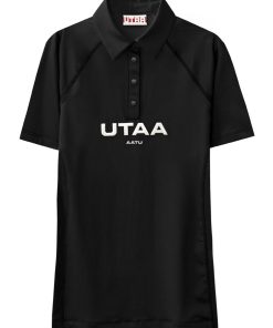 UTAA Reflected Logo Mesh Raglan Polo T-Shirts: Black