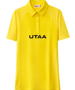 UTAA Reflected Logo Mesh Raglan Polo T-Shirts: Yellow