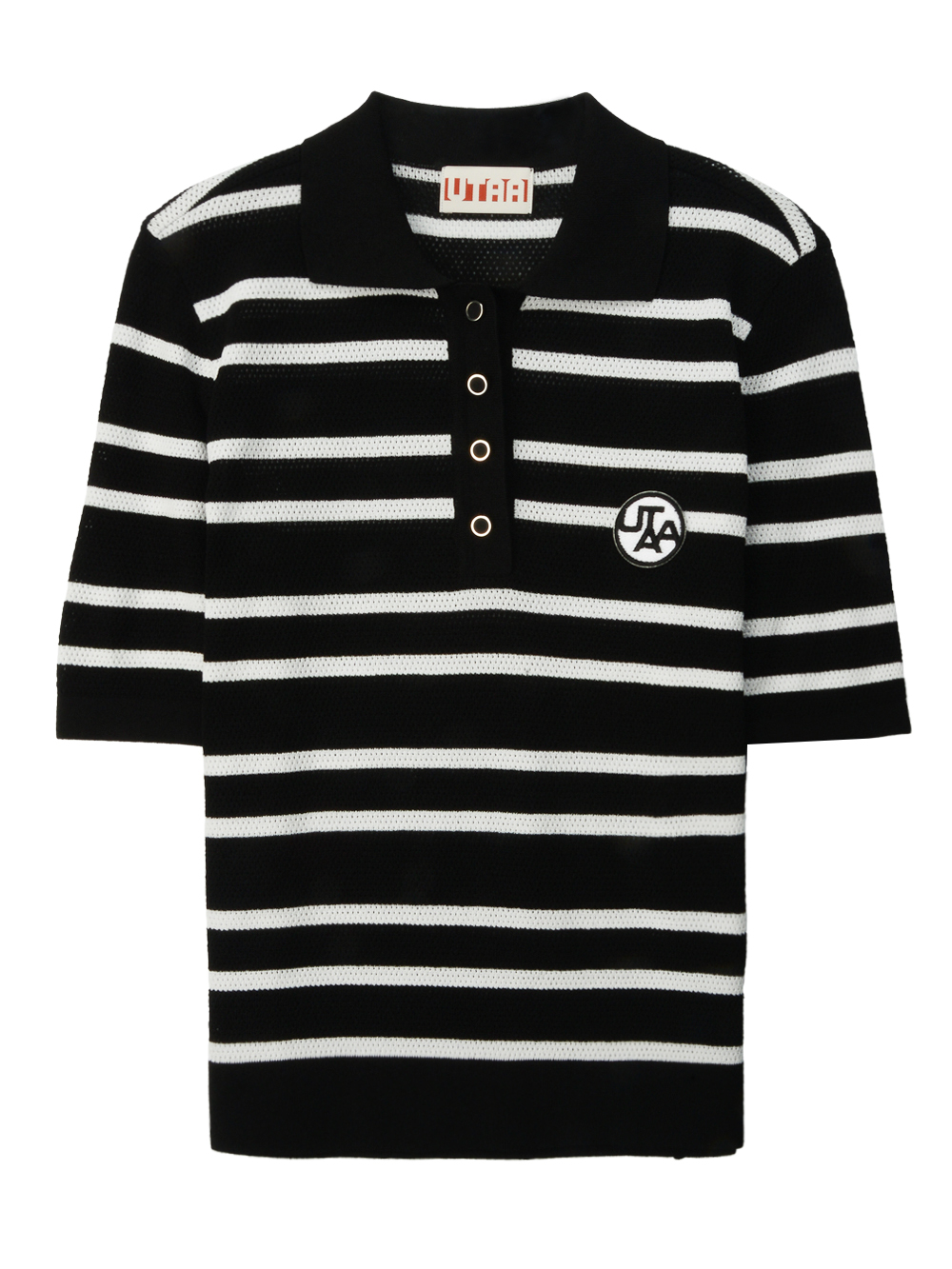 UC2KTF255BK (1) UTAA Putt Stripe Knit PK T-Shirts : Women's Black