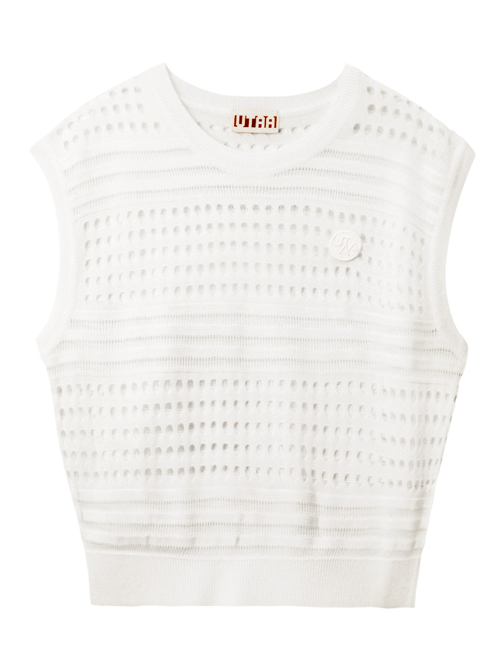 UC2KVF253WH UTAA Punching Scasi Knit Vest : Women's White