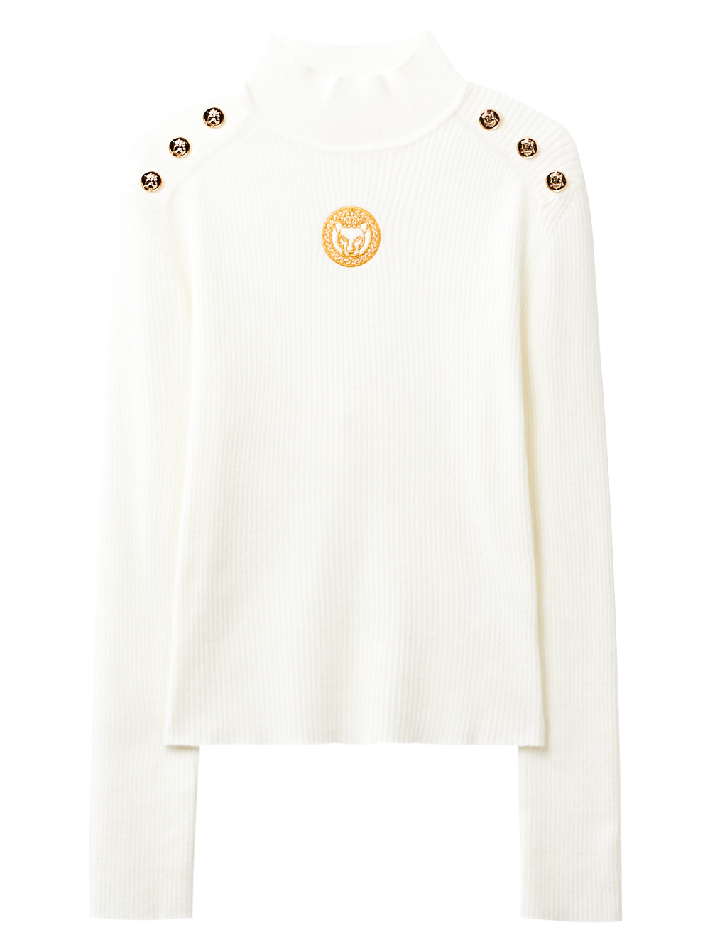 UC4KTF166WH (1) UTAA Gold Scudo Ring Panther Knit Sleeve : Women's White