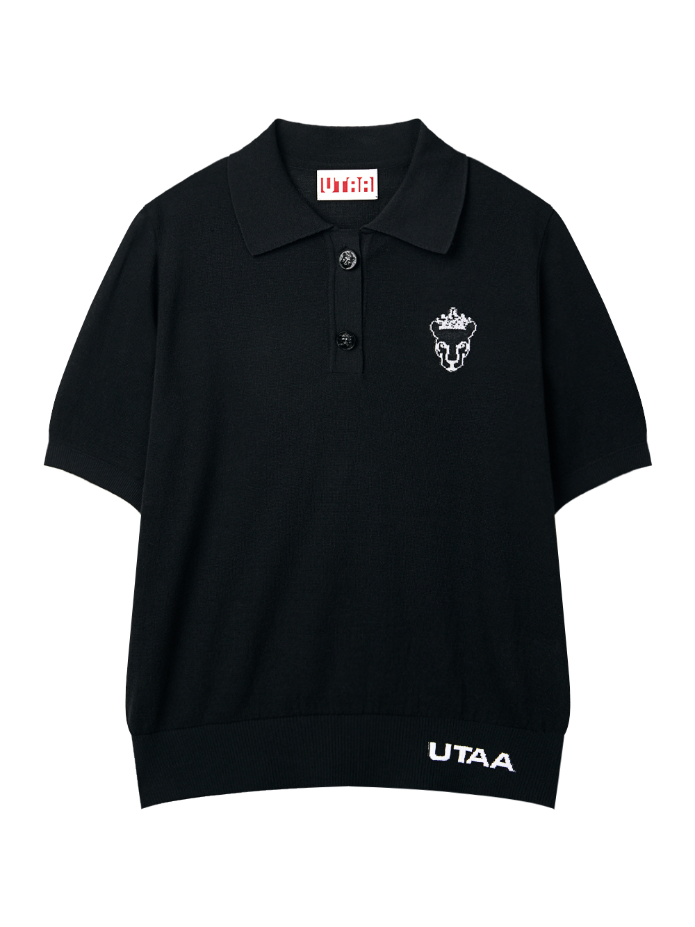 UD2KTF425BK (1) UTAA Crown Panther Wappen Classical PK Knit : Women's Black