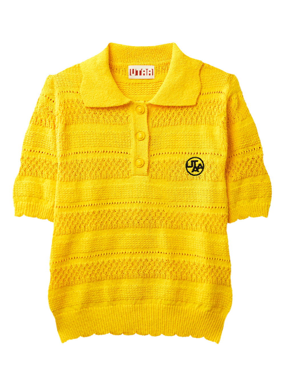 UD2KTF430YE (1) UTAA Twin Ruffle Knit PK Sleeve : Women's Yellow