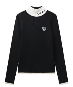 UTAA Logo Curve Ring Turtleneck Knit : Women's Black