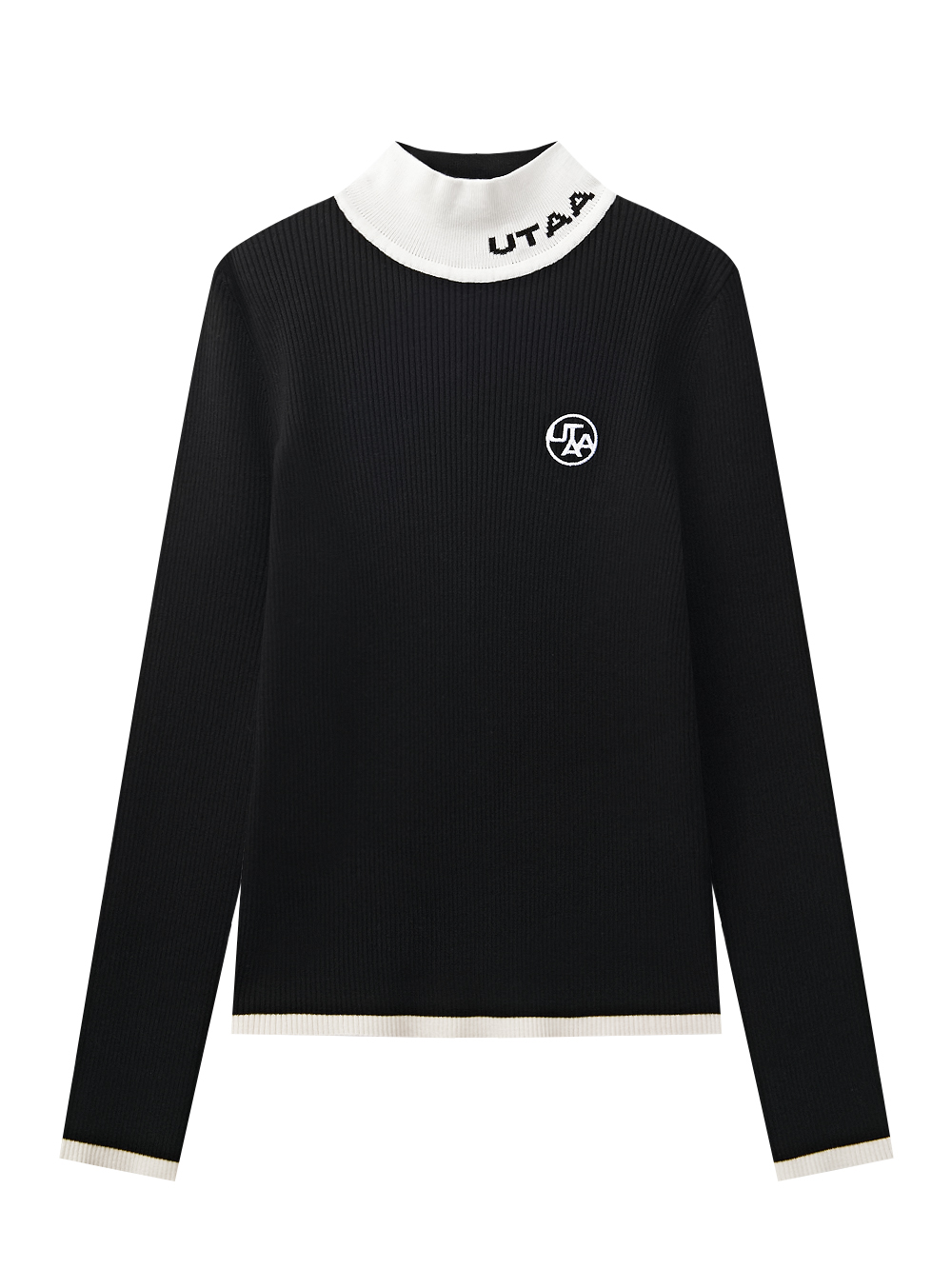 UD4KTF571BK_01 UTAA Logo Curve Ring Turtleneck Knit : Women's Black