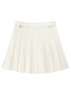 UTAA Gilt Sealing Contour Pleats Skirt: Ivory