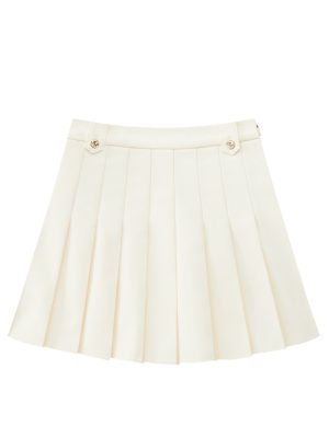 UTAA Gilt Sealing Contour Pleats Skirt: Ivory