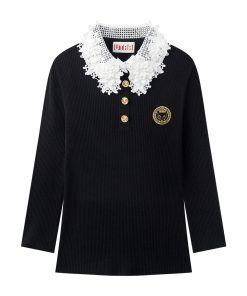 UTAA Ducat Floral Lace PK Knit Sleeve : Women's Black