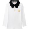 UTAA Ducat Floral Lace PK Knit Sleeve : Women's White